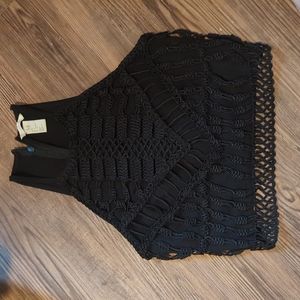 H&M boho braided crop top in black